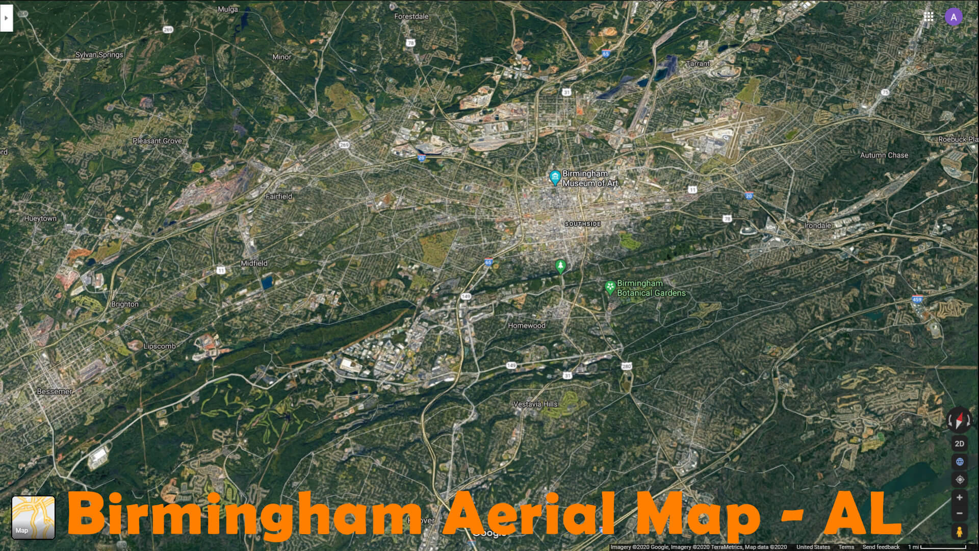 Birmingham Aerien Carte   AL